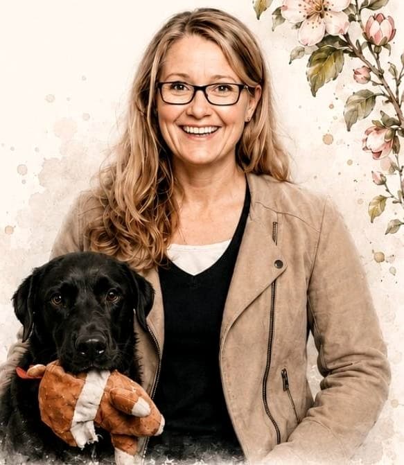 Katrin Lampé mit ihrem Hund Louis — Kommunikations-Designerin und Illustratorin